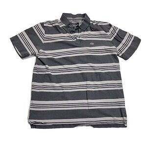 Ecko Unltd Striped White Gray Short-Sleeve Y2K Streetwear Polo Shirt Men's XL